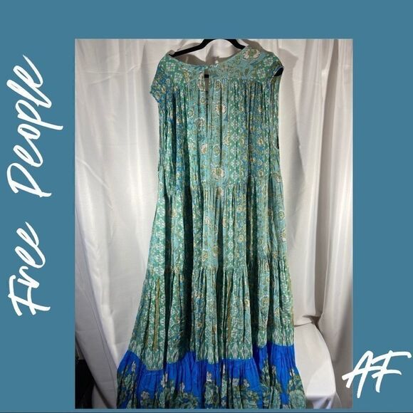 FREE PEOPLE HANALEI BAY MAXI DRESS BLUE GREEN NEW - Picture 6 of 6